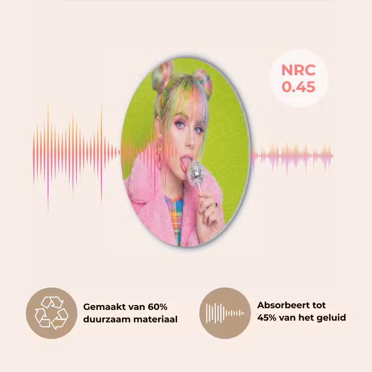 Vrouw - Kleurrijk haar - Pop art - Modern - Levendig Akoestische PET Vilt - Rond klein -USP_NL