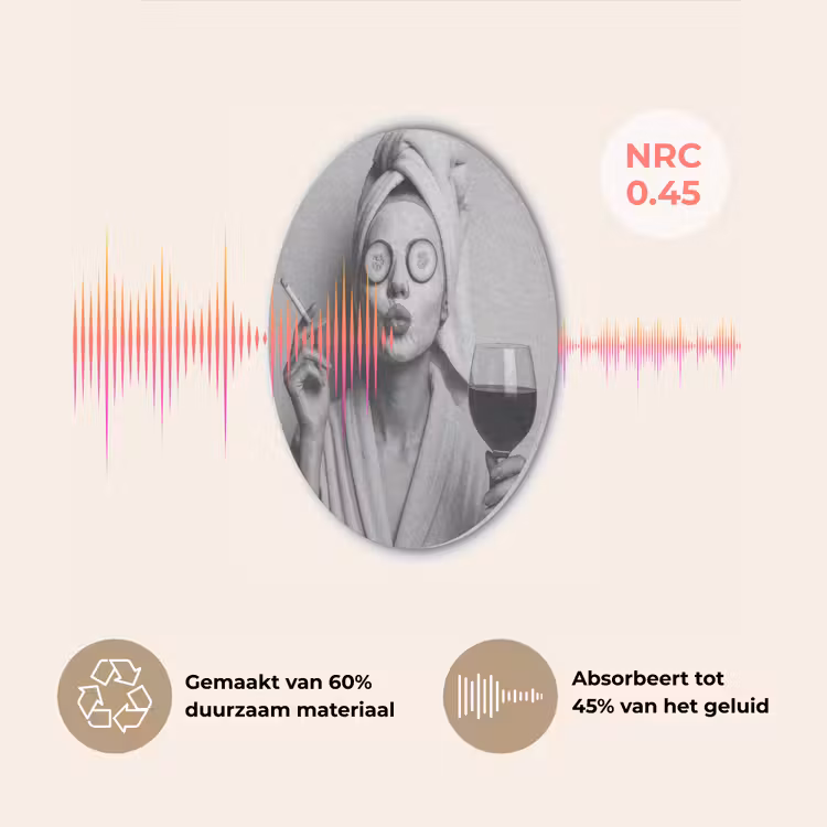 Vrouw - Masker - Wijn - Sigaret Akoestische PET Vilt - Rond klein -USP_NL