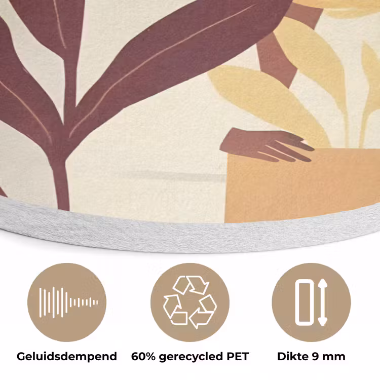 Vrouw - Minimalistisch - Bloem Akoestische PET Vilt - Rond klein -closeup_NL