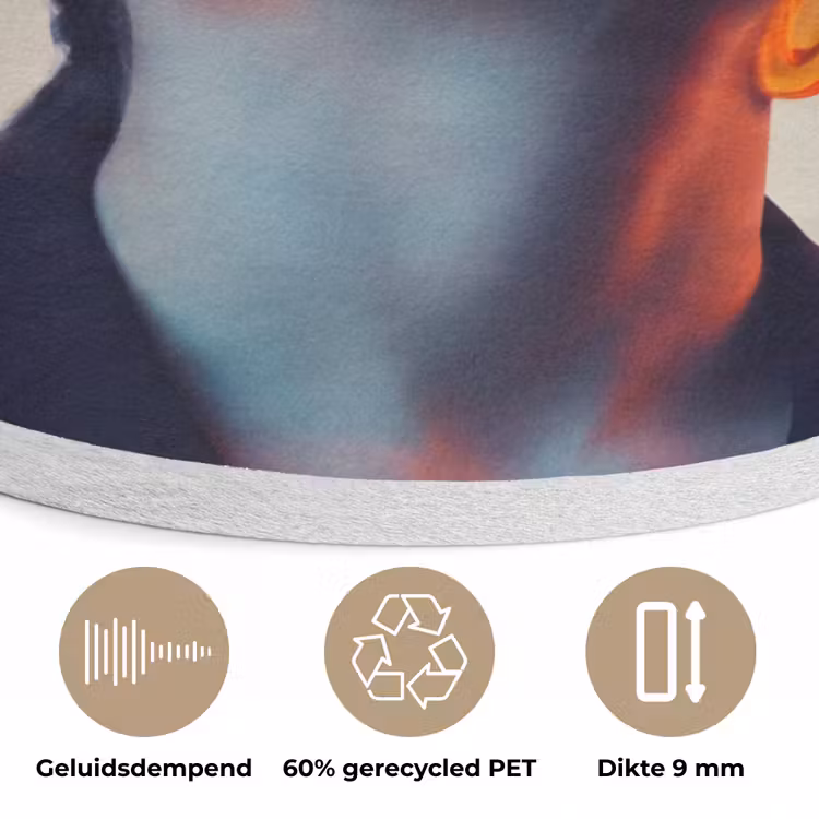 Vrouw - Oranje - Abstract - Modern - Kleurrijk Akoestische PET Vilt - Rond klein -closeup_NL
