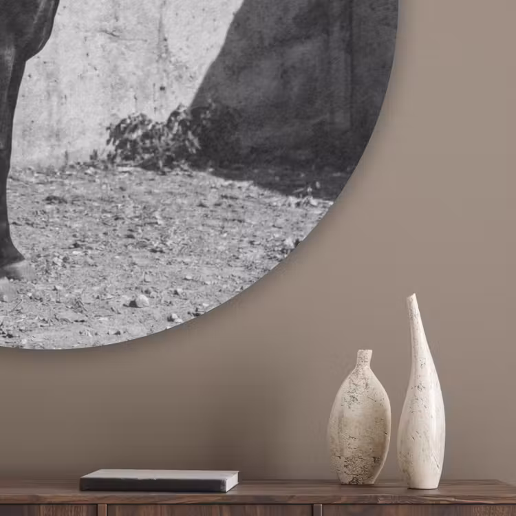 Vrouw - Paard - Artistiek Akoestische PET Vilt - Rond klein -sfeer5_closeup