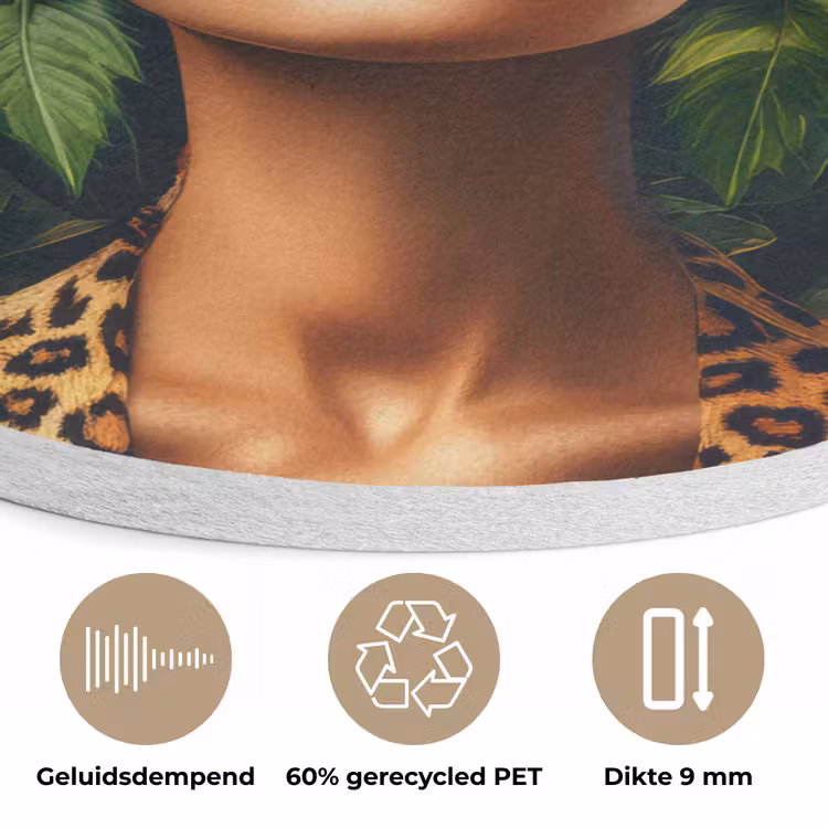Vrouw - Panterprint - Jungle - Natuur - Luxe Akoestische PET Vilt - Rond klein -closeup_NL