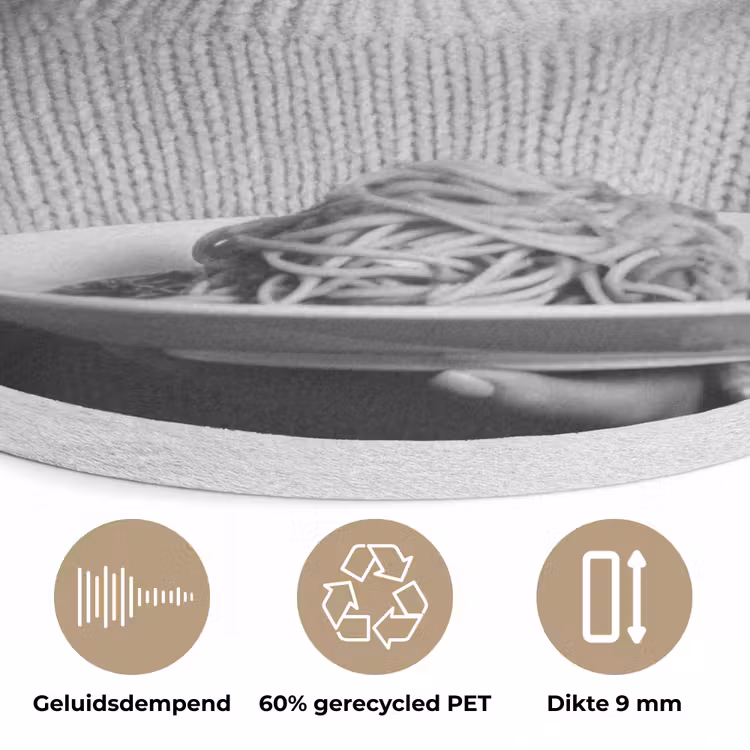 Vrouw - Pasta - Zonnebril Akoestische PET Vilt - Rond klein -closeup_NL