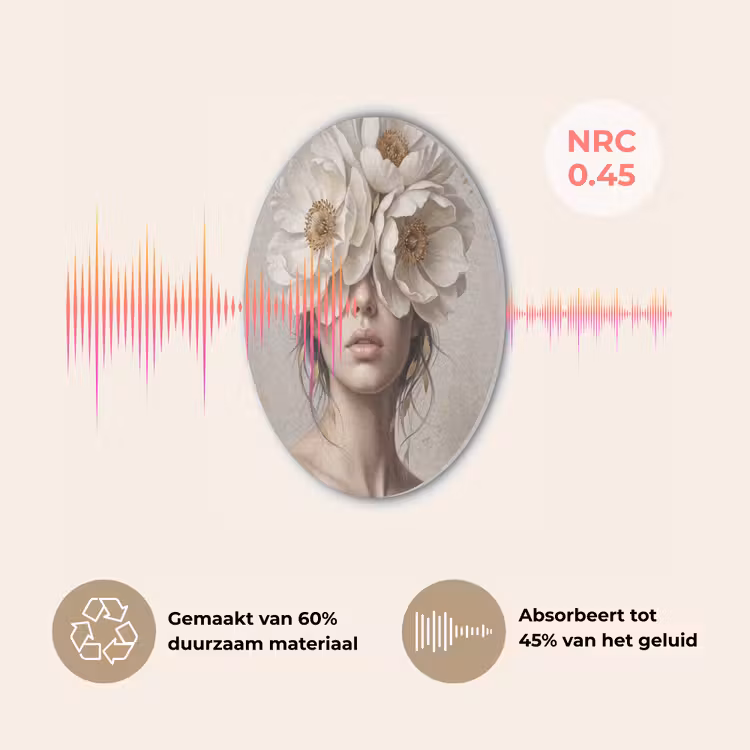 Vrouw - Pioenroos - Wit Akoestische PET Vilt - Rond klein -USP_NL