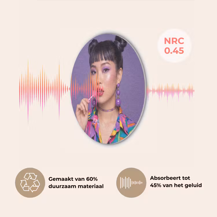 Vrouw - Portret - Make-up - Paars - Levendig Akoestische PET Vilt - Rond klein -USP_NL