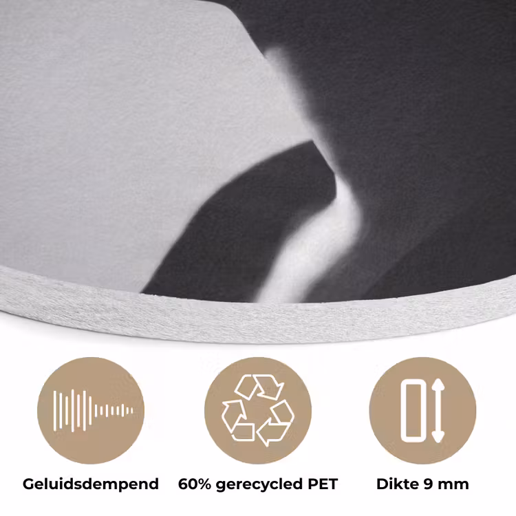 Vrouw - Profiel - Mensen - Zwart-wit Akoestische PET Vilt - Rond klein -closeup_NL