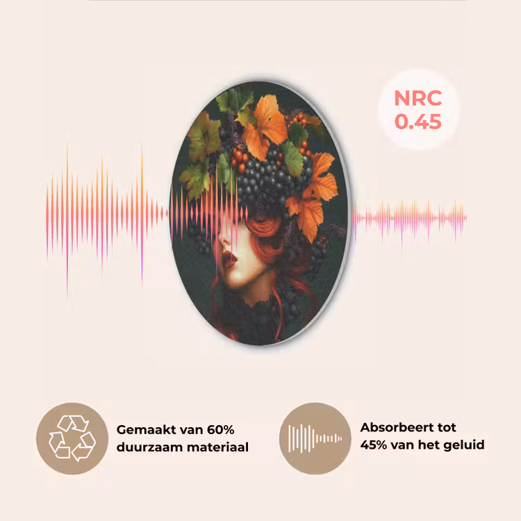Vrouw - Rood - Groen - Druiven Akoestische PET Vilt - Rond klein -USP_NL