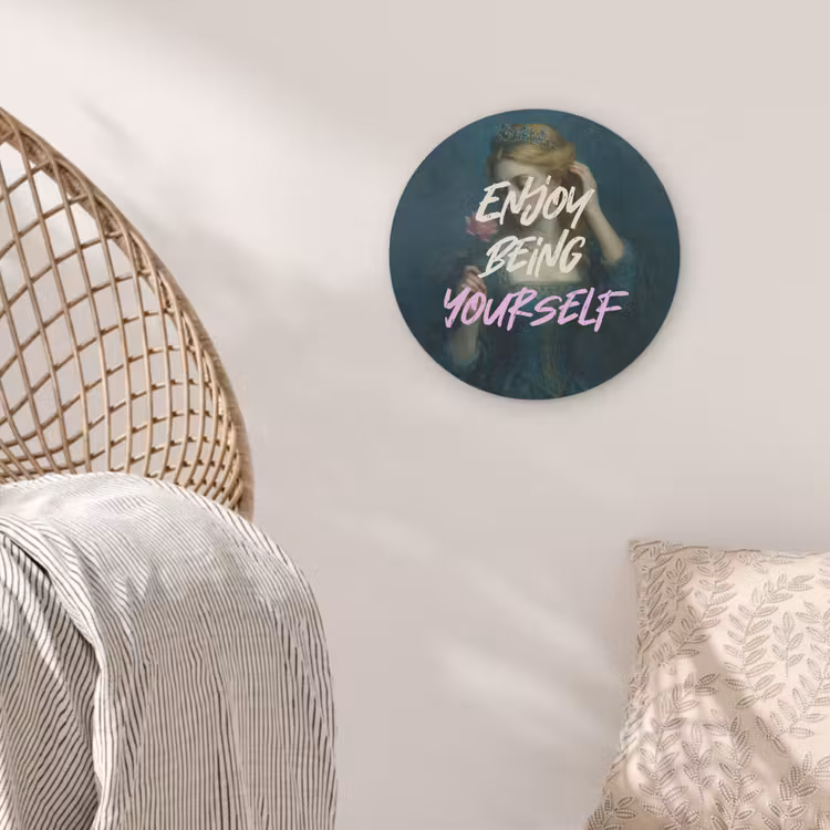 Vrouw - Roos - Quote Akoestische PET Vilt - Rond klein -sfeer4