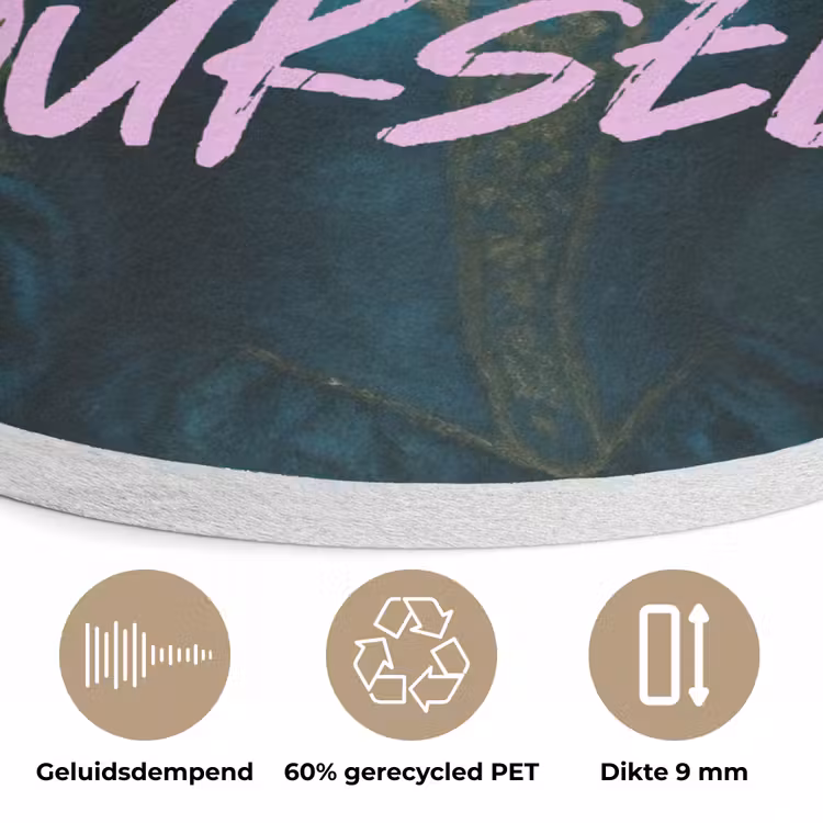 Vrouw - Roos - Quote Akoestische PET Vilt - Rond klein -closeup_NL