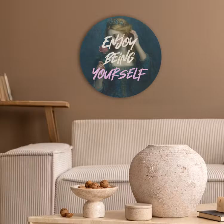 Vrouw - Roos - Quote Akoestische PET Vilt - Rond klein -sfeer1