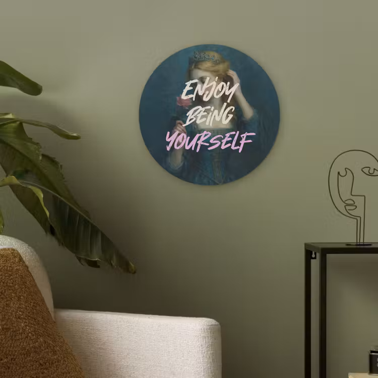 Vrouw - Roos - Quote Akoestische PET Vilt - Rond klein -sfeer2