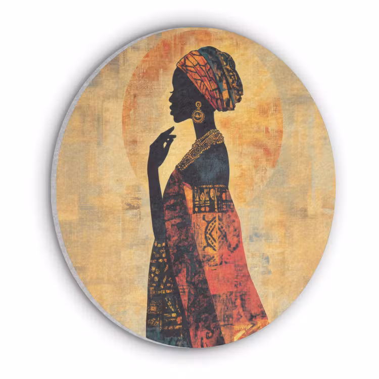 Vrouw - Silhouet - Patronen - Sierlijk Akoestische PET Vilt - Rond klein -3d