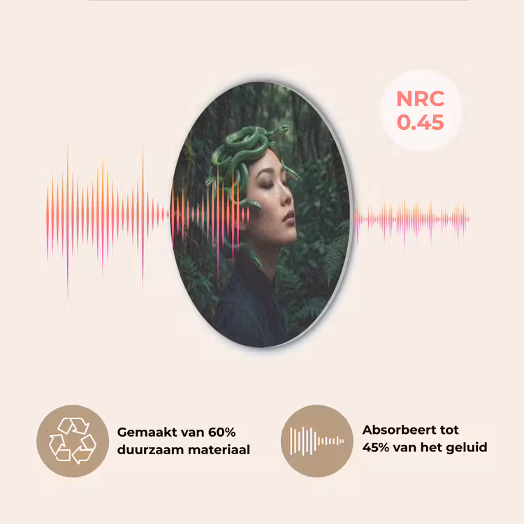 Vrouw - Slang - Natuur - Mystiek - Groen Akoestische PET Vilt - Rond klein -USP_NL