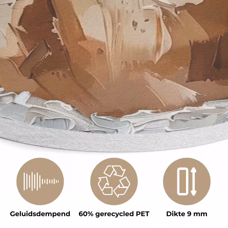 Vrouw - Verf - Abstract - Beige - Modern Akoestische PET Vilt - Rond klein -closeup_NL