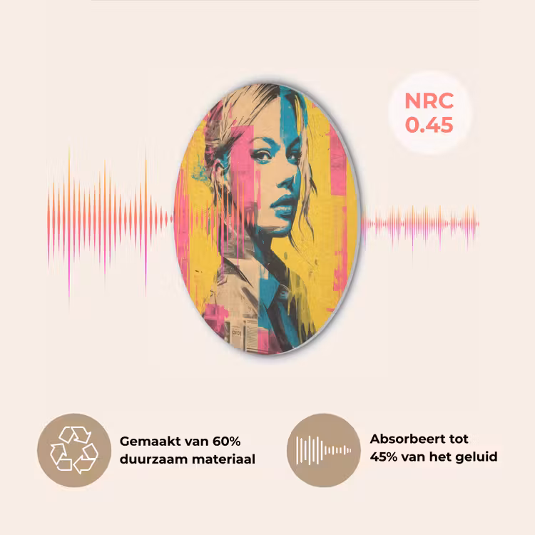 Vrouw - Verfstrepen - Gekleurd Akoestische PET Vilt - Rond klein -USP_NL