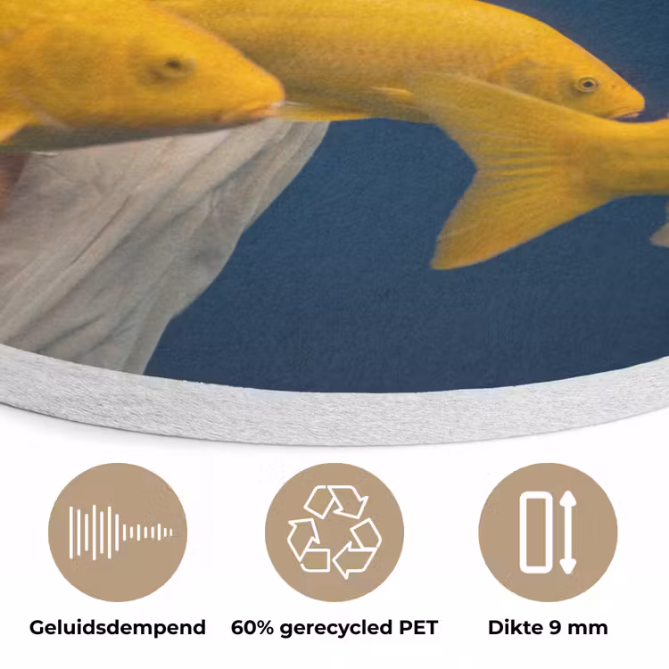 Vrouw - Vis - Water - Natuur - Geel Akoestische PET Vilt - Rond klein -closeup_NL