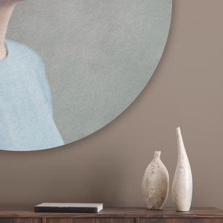 Vrouw - Vogels - Abstract - Modern - Wit Akoestische PET Vilt - Rond klein -sfeer5_closeup