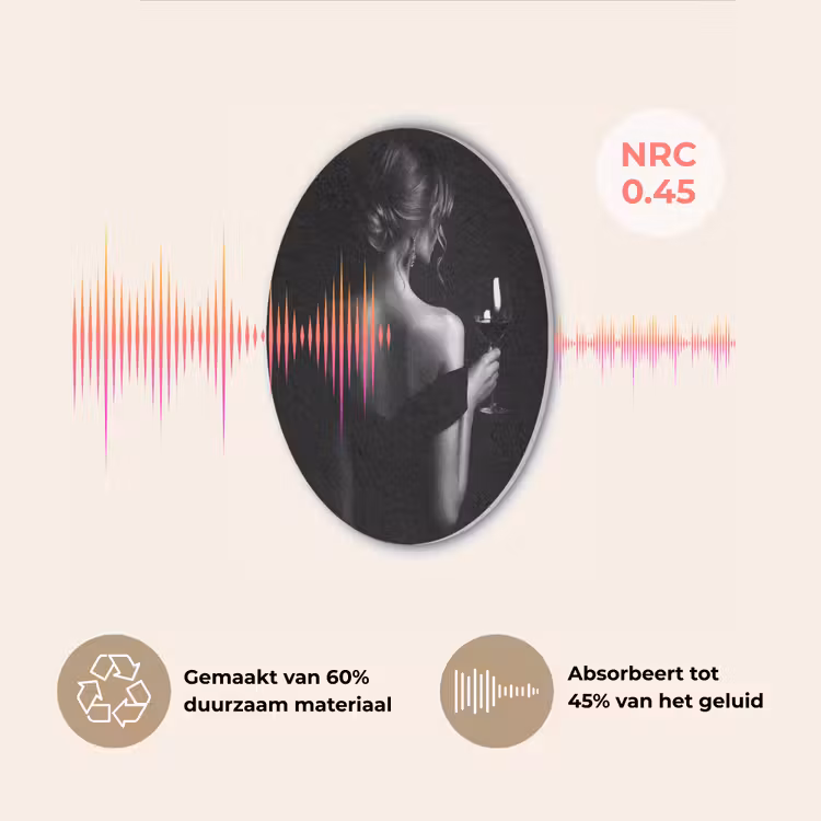 Vrouw - Wijn - Jurk Akoestische PET Vilt - Rond klein -USP_NL