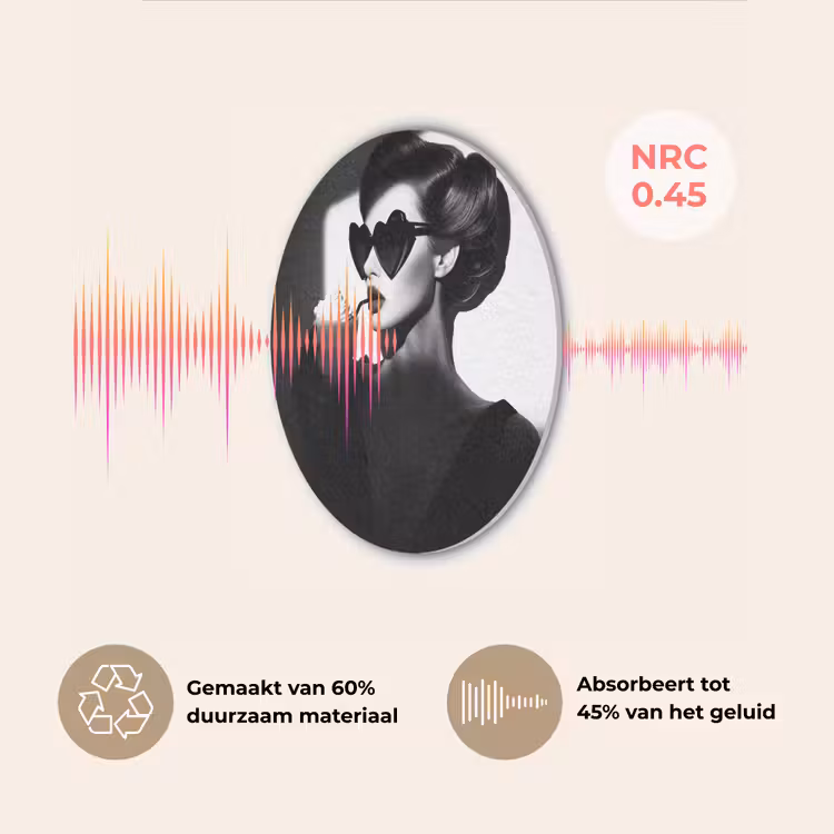 Vrouw - Zwart - Hart Akoestische PET Vilt - Rond klein -USP_NL