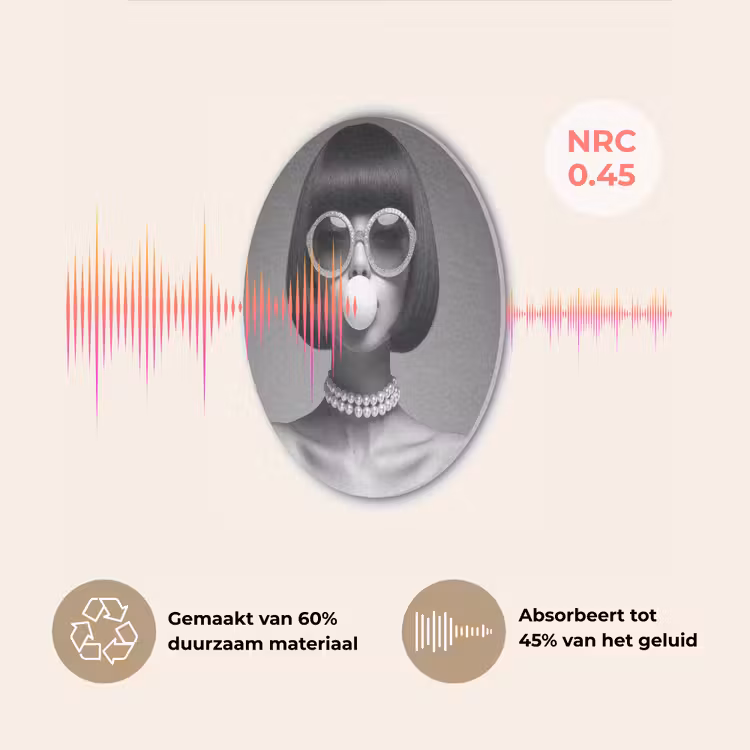 Vrouw - Zwart Wit - Ketting - Zonnebril Akoestische PET Vilt - Rond klein -USP_NL