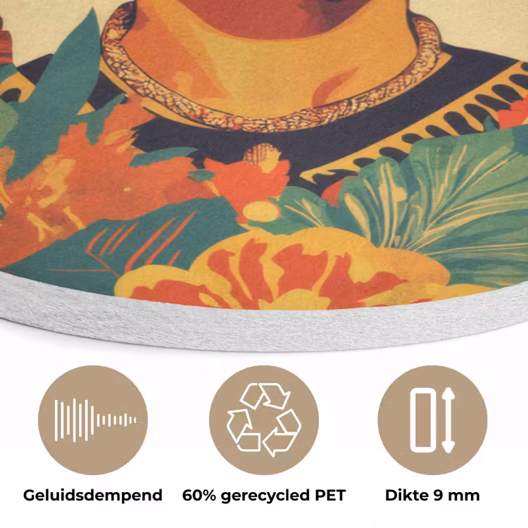 Vrouwelijk - Bloemen - Sieraden Akoestische PET Vilt - Rond klein -closeup_NL