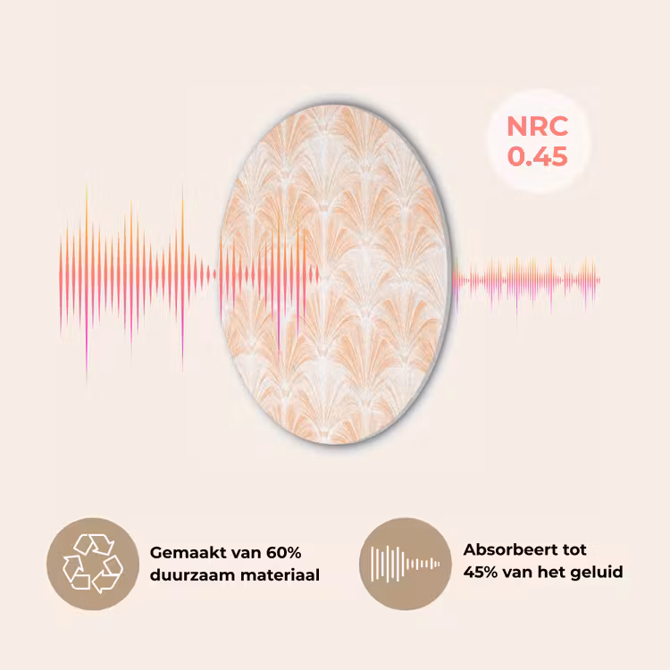 Waaier - Patroon - Perzik Akoestische PET Vilt - Rond klein 838 -USP_NL
