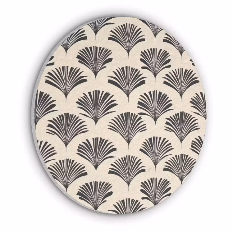 Waaiers - Botanisch - Zwart - Beige Akoestische PET Vilt - Rond klein 838 -3d