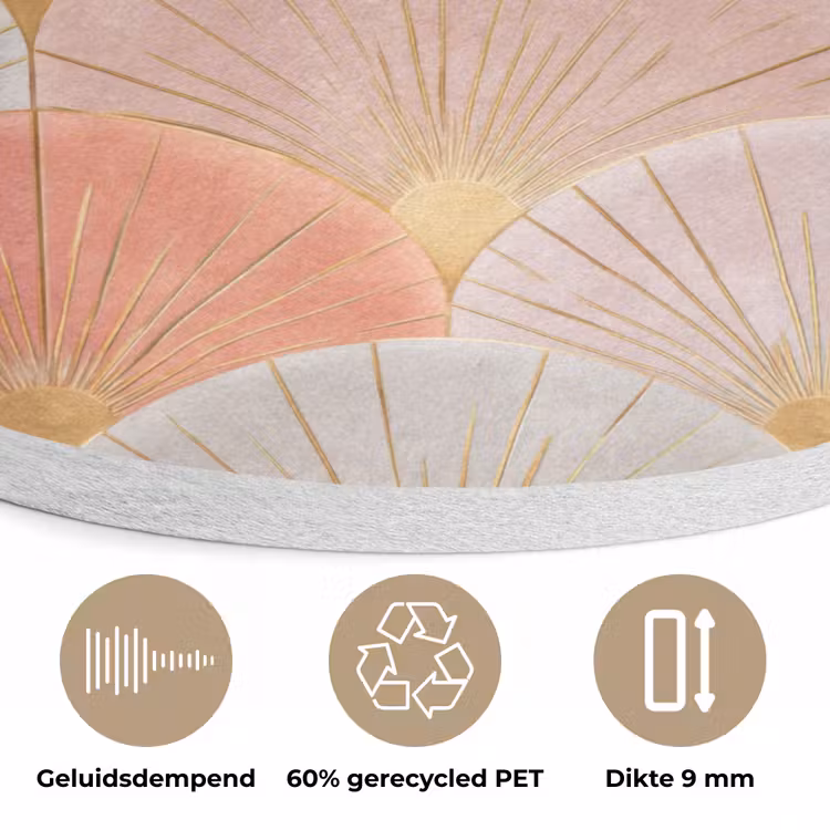 Waaiers - Goud - Roze Akoestische PET Vilt - Rond klein 838 -closeup_NL