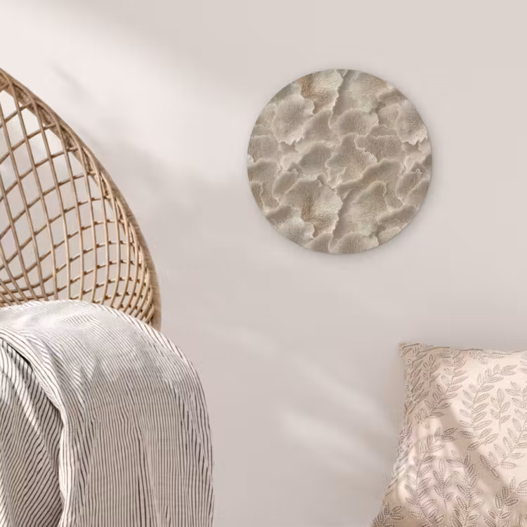 Waaierstructuren - Beige - Vezeltextuur Akoestische PET Vilt - Rond klein 838 -sfeer4