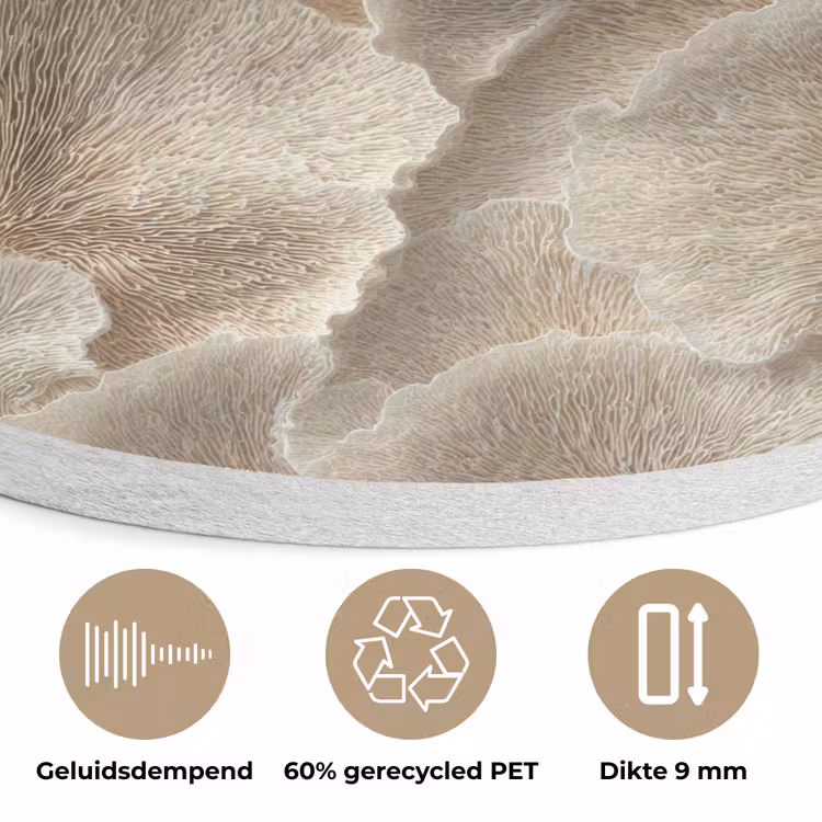 Waaierstructuren - Beige - Vezeltextuur Akoestische PET Vilt - Rond klein 838 -closeup_NL