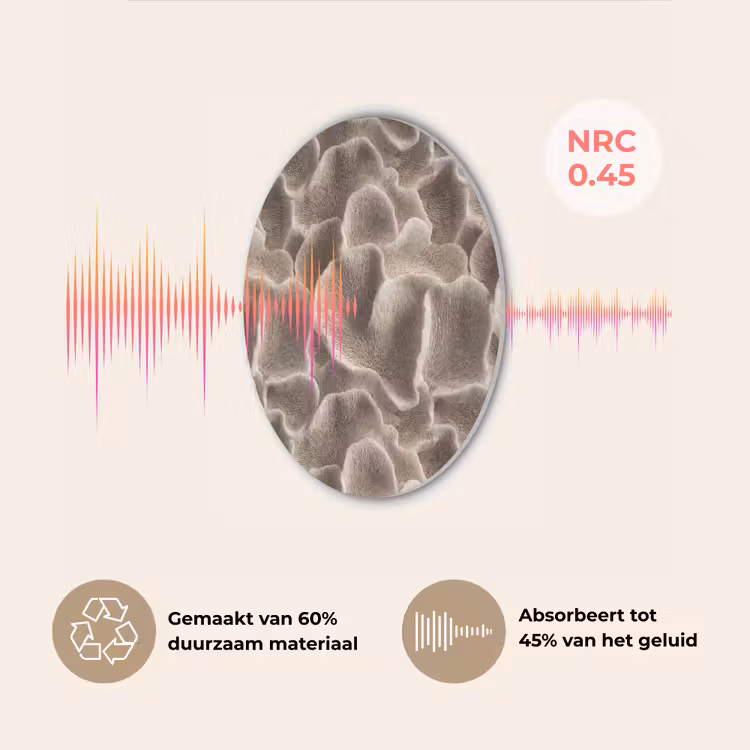 Waaiervorm - Beige - Vezel textuur Akoestische PET Vilt - Rond klein 838 -USP_NL