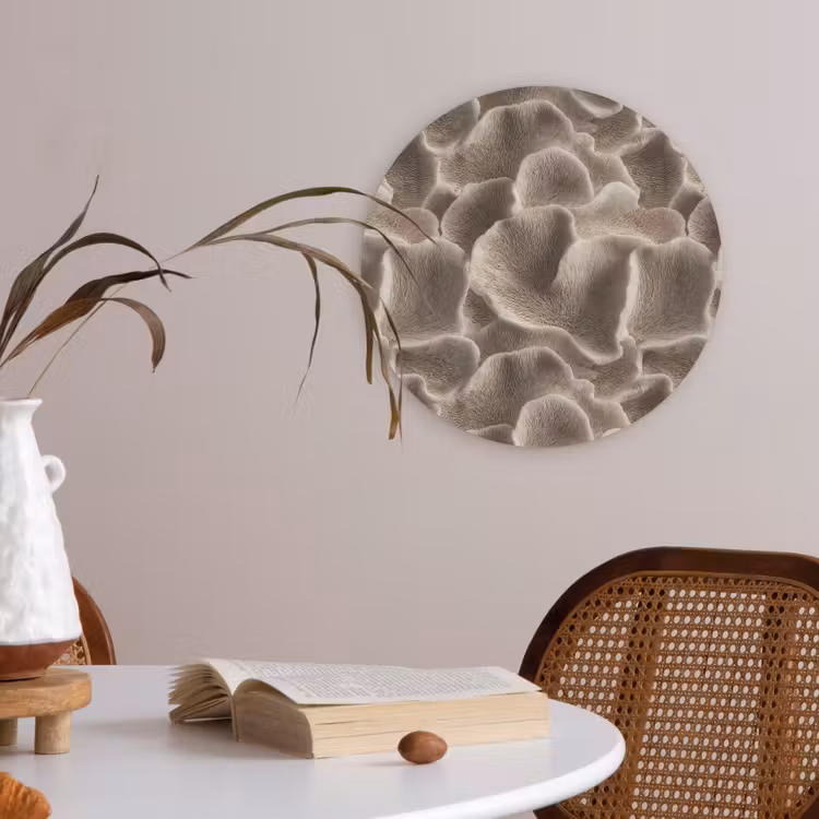 Waaiervorm - Beige - Vezel textuur Akoestische PET Vilt - Rond klein 838 -sfeer3