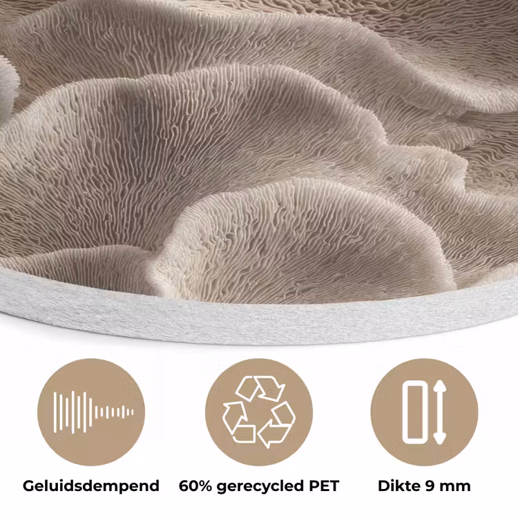 Waaiervorm - Beige - Vezel textuur Akoestische PET Vilt - Rond klein 838 -closeup_NL