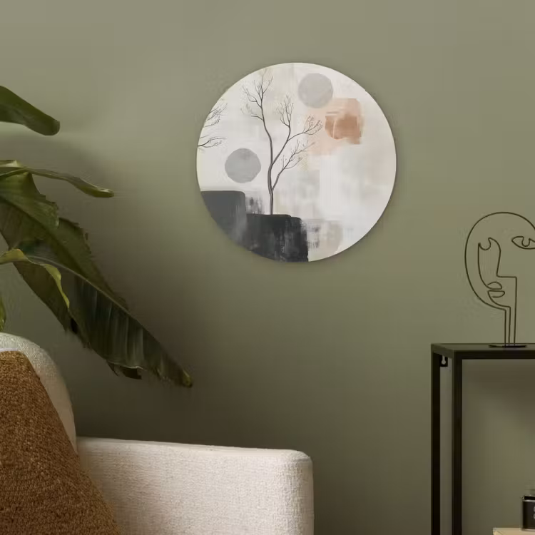 Wabi sabi - Beige - Plant Akoestische PET Vilt - Rond klein -sfeer2