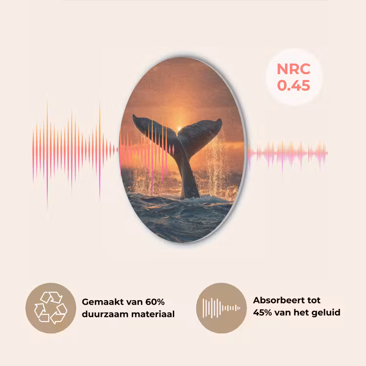 Walvis staart - Water - Zonsondergang Akoestische PET Vilt - Rond klein -USP_NL