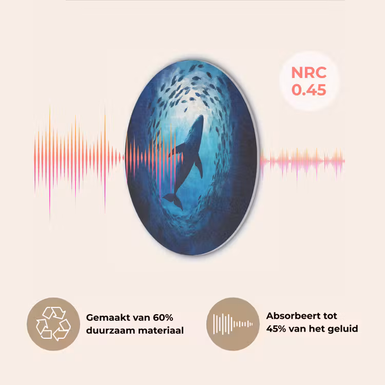 Walvis - Vissen - Donkerblauw Akoestische PET Vilt - Rond klein -USP_NL
