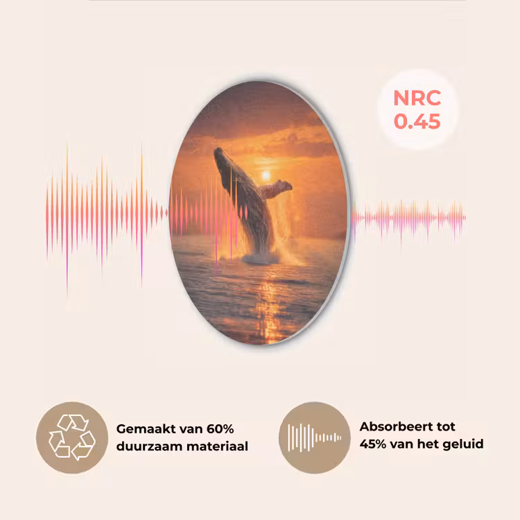Walvis - Zon - Zee Akoestische PET Vilt - Rond klein -USP_NL