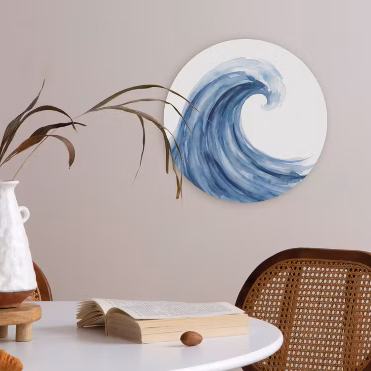 Water - Beweging - Natuur - Modern - Blauw Akoestische PET Vilt - Rond klein -sfeer3