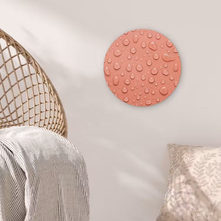 Water - Druppels - Roze Akoestische PET Vilt - Rond klein -sfeer4