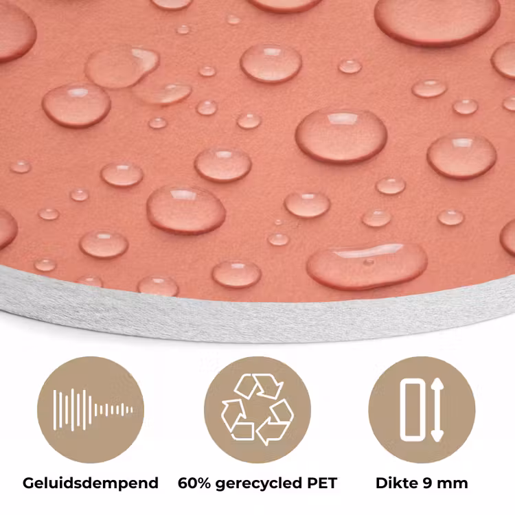 Water - Druppels - Roze Akoestische PET Vilt - Rond klein -closeup_NL
