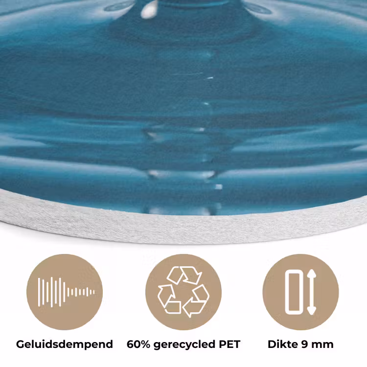Waterdruppel - Water - Oppervlakte Akoestische PET Vilt - Rond klein -closeup_NL