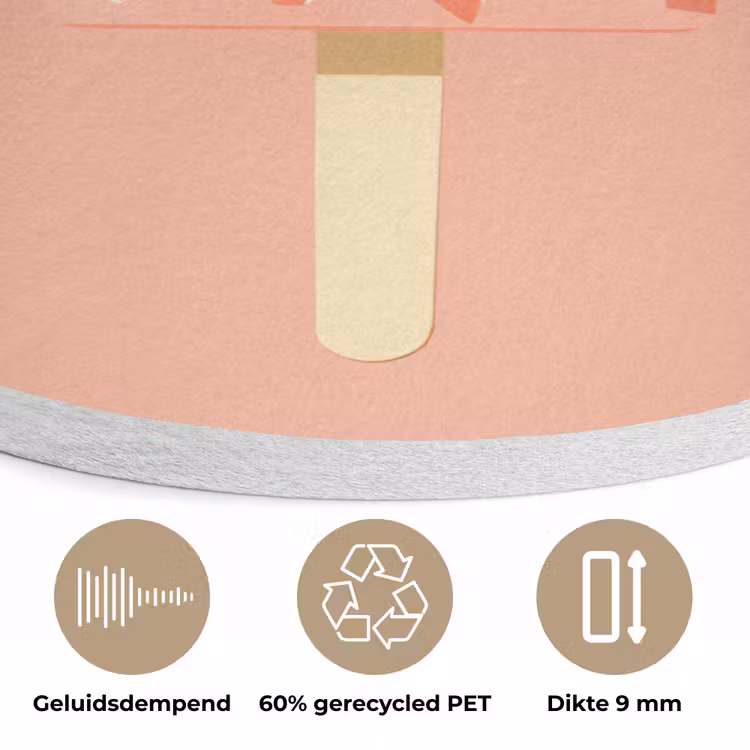 Waterijsje - Pasteltinten - Minimalistisch Akoestische PET Vilt - Rond klein -closeup_NL
