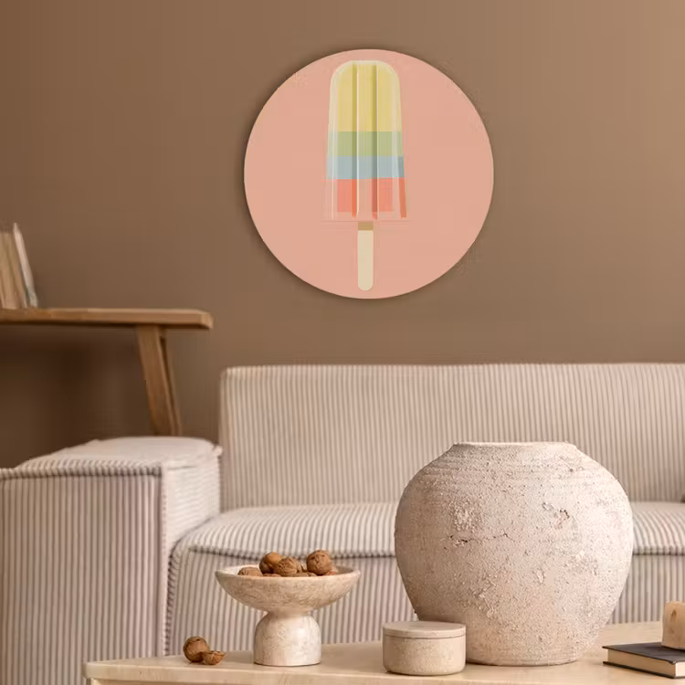 Waterijsje - Pasteltinten - Minimalistisch Akoestische PET Vilt - Rond klein -sfeer1
