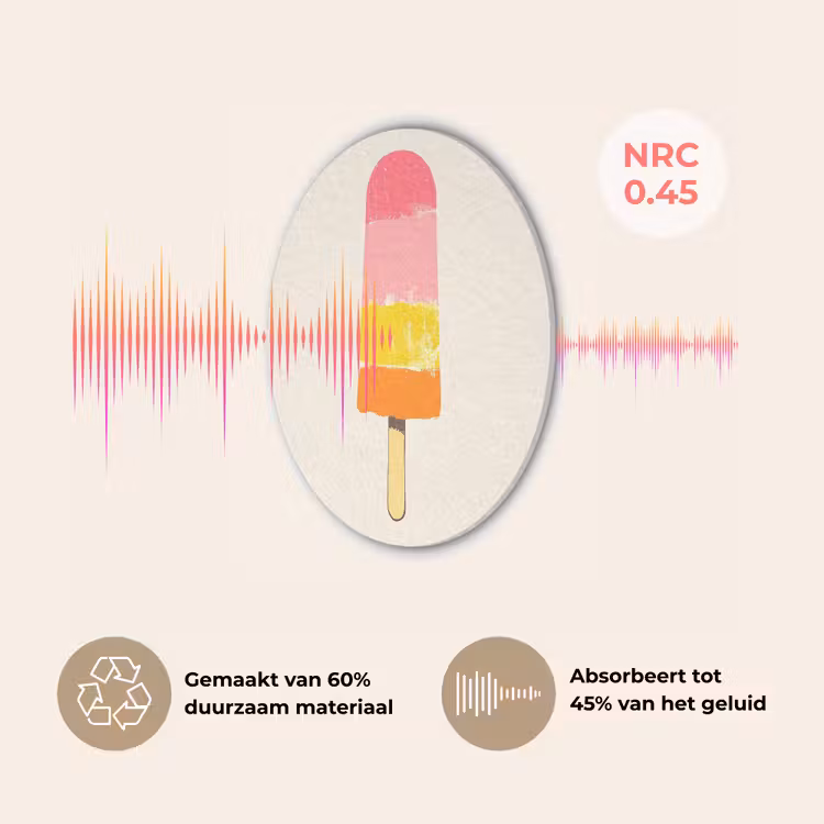 Waterijsje - Retro - Stokje - Roze Akoestische PET Vilt - Rond klein -USP_NL