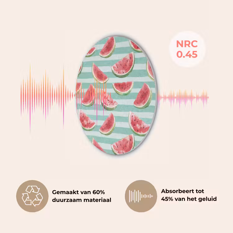 Watermeloen - Strepen - Groen Akoestische PET Vilt - Rond klein 838 -USP_NL