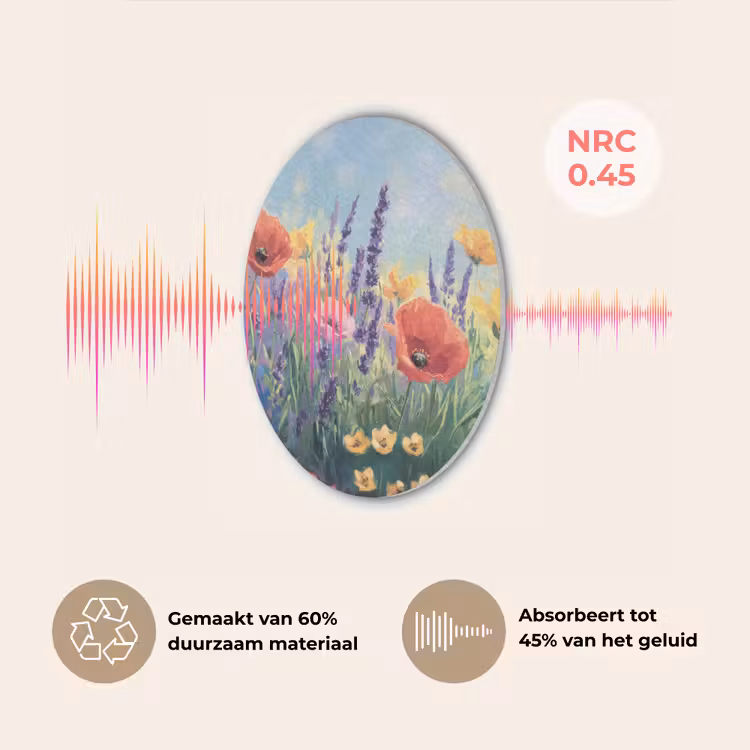 Weide - Bloemen - Kleurrijk Akoestische PET Vilt - Rond klein -USP_NL
