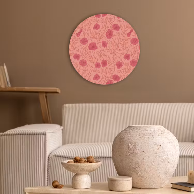 Weidebloemen - Romantisch - Roze Akoestische PET Vilt - Rond klein 838 -sfeer1