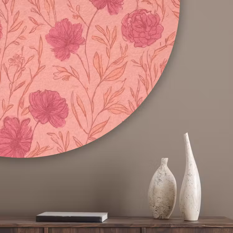 Weidebloemen - Romantisch - Roze Akoestische PET Vilt - Rond klein 838 -sfeer5_closeup