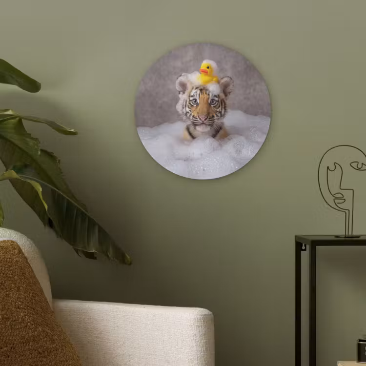 Welpje - Bad - Geel Akoestische PET Vilt - Rond klein -sfeer2