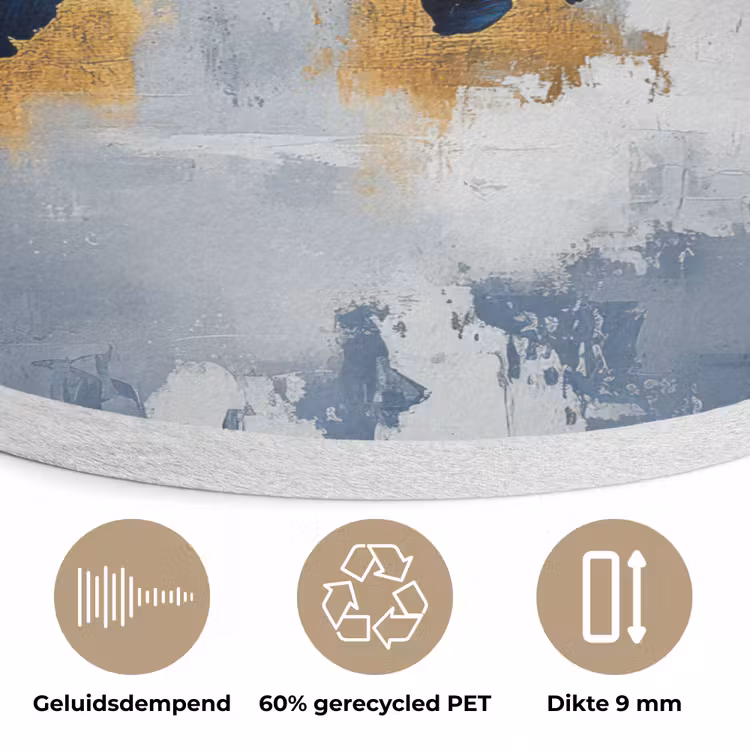 Wereldkaart - Blauw - Abstract Akoestische PET Vilt - Rond klein -closeup_NL